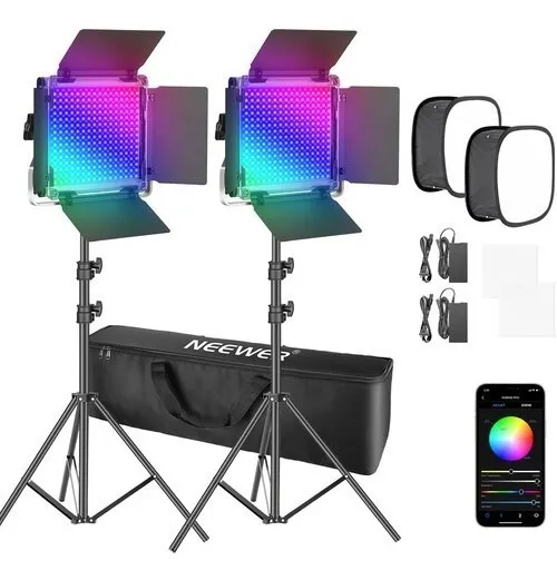 Painel De Led Neewer Pro Rgb530 Video + 2 Light Softbox - Sem Uso