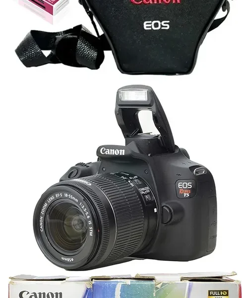 Canon T5 + 18-55mm + 32gb + Bolsa Só 11.700 Cliques Novinha Preto