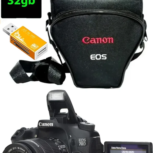 Canon 70d + 32gb + Leitor Só 23.200 Cliques Uso Amador Preto (Usado)