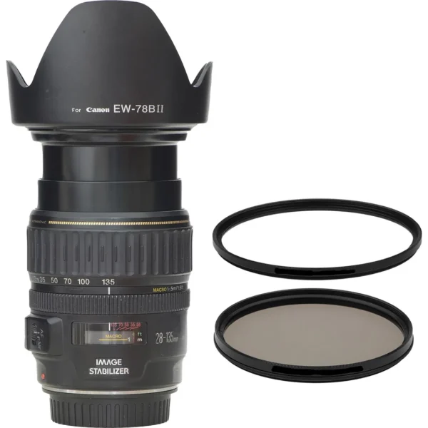 Objetiva Canon 28-135mm Ef Usm Is + 2 Filtros Novinha Canon Ef Preto (Usado)
