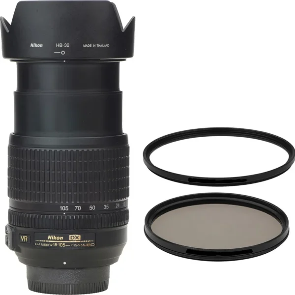 Objetiva Zoom Nikon 18-105mm Afs G Dx Perfeita + 2 Filtros Nikon Dx Preto (Usado)