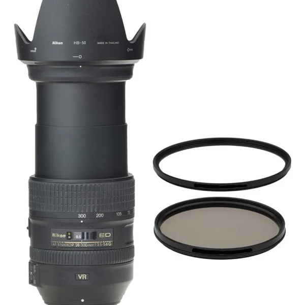 Objetiva Nikon Zoom 28-300mm Afs Vr Ed Novinha + 2 Filtros Nikon Preto (Usado)