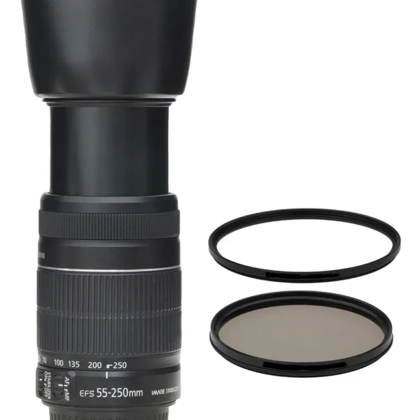 Objetiva Canon 55-250mm Is Ii + 2 Filtros Canon Ef-s Preto (Usado)