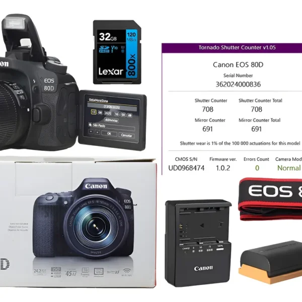 Máquina Fotográfica Canon 80d + 32gb Novinha Só 710 Cliques Preto (Usado)