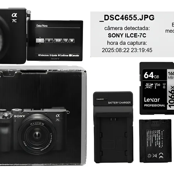Sony A7c + 28-60mm + 64gb + Case +bat Extra Só 5.963 Cliques Preto (Usado)