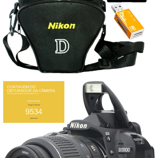 Máquina Nikon D3100 + 18-55mm + 32gb +bolsa Só 9.600 Cliques
