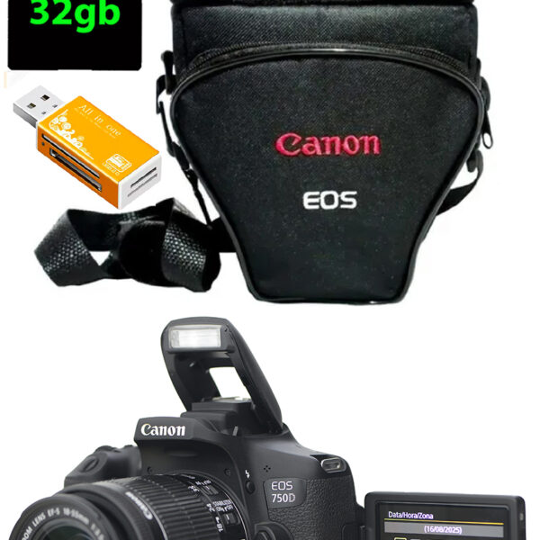 Canon 750D ( T6i ) + zoom 18-55mm + 32gb + Bolsa Novinha E Completa