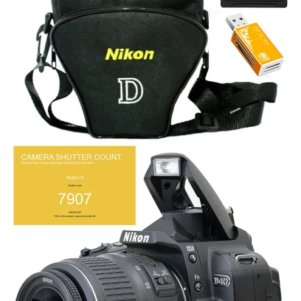 Nikon D40 + Zoom 18-55mm + Bolsa Só 7.900 Cliques Preto (Usado)
