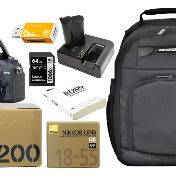 Nikon D7200 + 18-55mm + 64gb + Mochila Apenas 141 Cliques ! Preto (Usado)