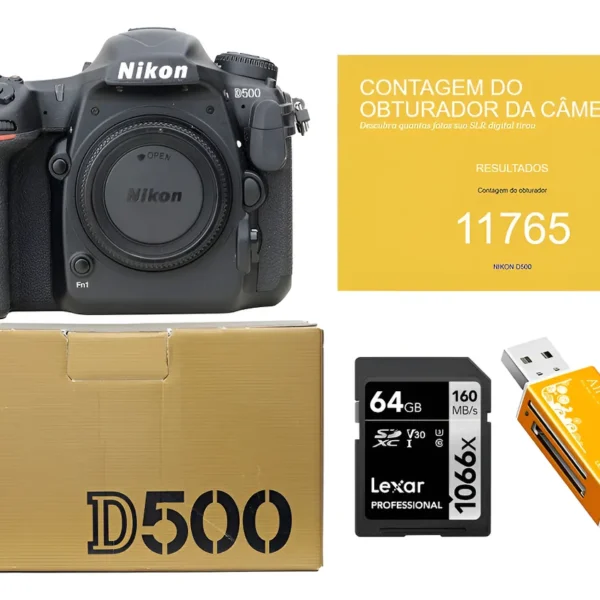 Nikon D500 + 64gb Novinha Só 17.800 Cliques Preto (Usado)