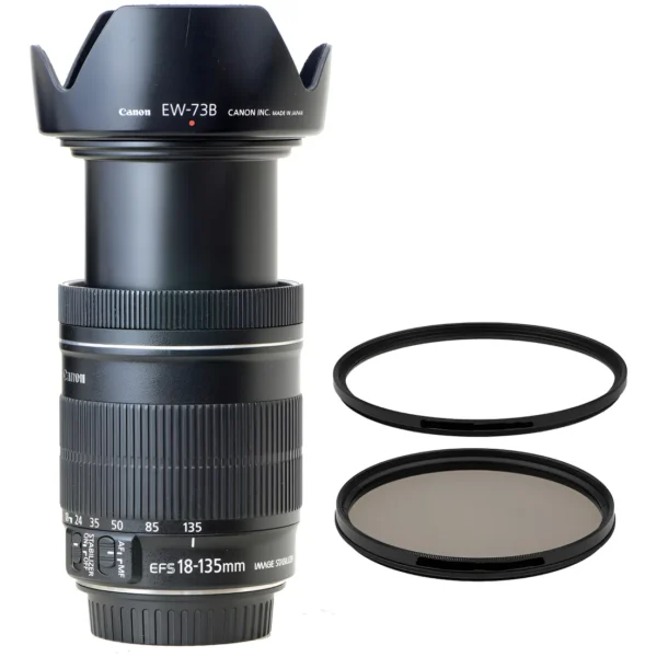 Objetiva Canon Zoom 18-135mm Is Usm + 2 Filtros + Parasol Canon Ef-s Preto (Usado)