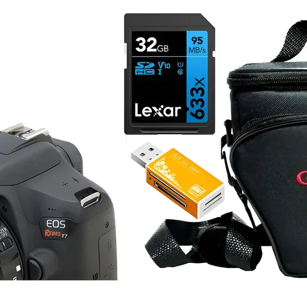 Canon T7 Com Zoom 18-55mm + 32gb + Bolsa Só 34.700 Cliques Preto (Usado)