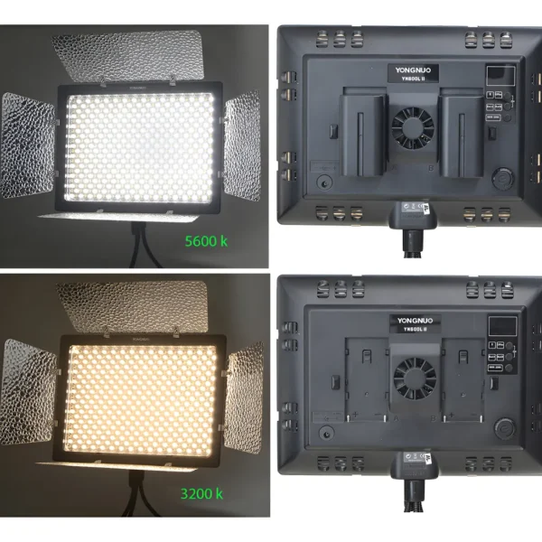 Iluminador Painel Led Yongnuo Yn600l Ii +fonte +2 Bat +tripé Preto Branco-quente (Usado)