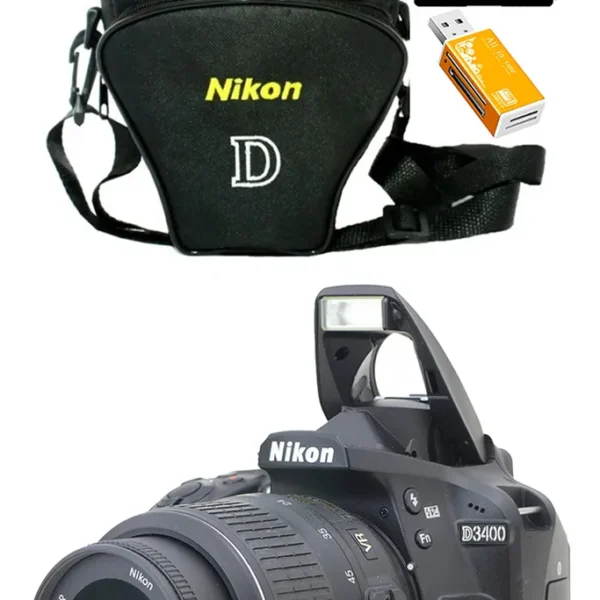 Nikon D3400 + 18-55mm + 32gb + Bolsa Só 400 Cliques Zerada ! Preto (Usado)