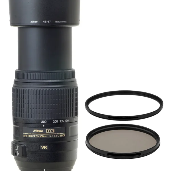 Objetiva Nikon 55-300mm Vr Afs Nota 10 + Parasol + 2 Filtros Nikon Afs Preto (Usado)