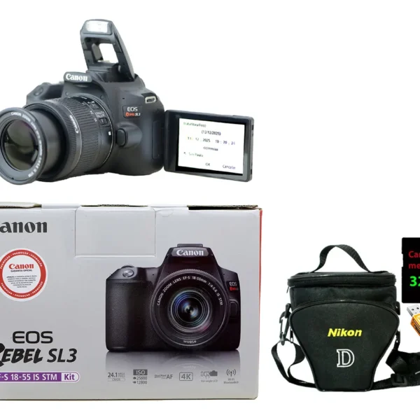 Canon Sl3 + Zoom 18-55mm + 32gb + Bolsa Só 11.500 Cliques Preto (Usado)