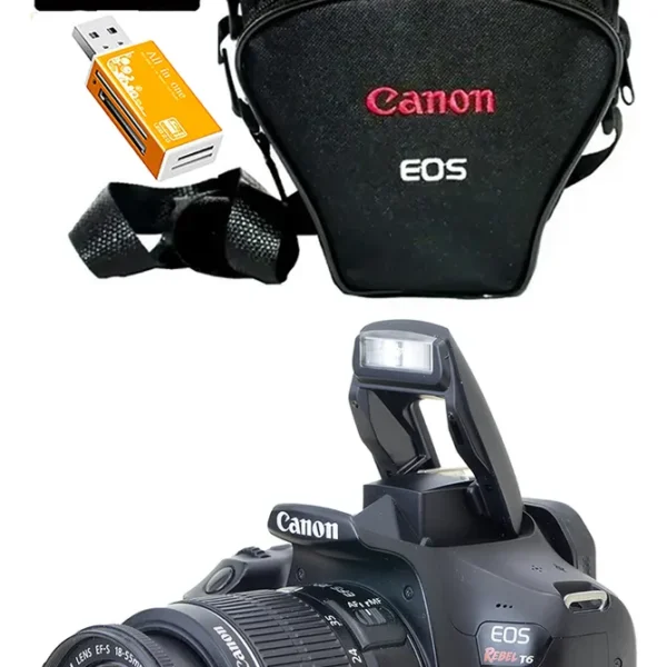 Canon T6 + Objetiva 18-55mm + 32gb + Bolsa Só 23.500 Cliques