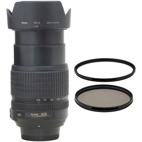 Lente Objetiva Zoom Nikon 18-105mm + 2 Filtros + Parasol Nikon Preto (Usado)