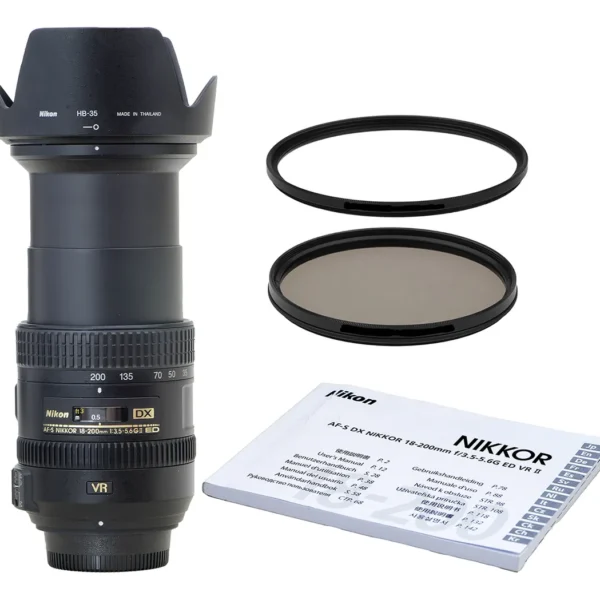 Lente Objetiva Nikon Zoom 18-200mm Vr Ii + 2 Filtros Nota 10 Nikon Preto (Usado)