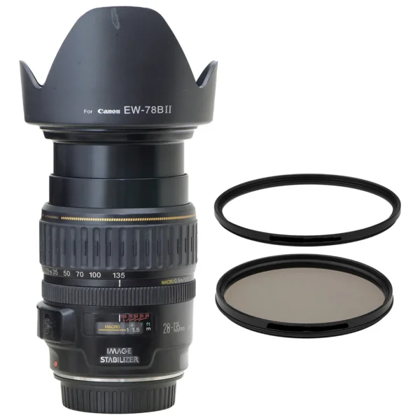 Objetiva Canon 28-135mm Usm Is Macro + 2 Filtros Novinha Canon Ef Preto (Usado)