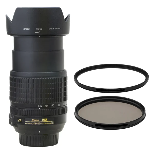 Lente Nikon Zoom 18-105mm Afs Vr E 2 Filtros - Novinha !! Nikon Preto (Usado)