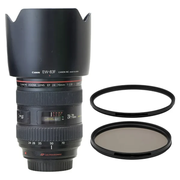 Objetiva Canon Zoom 24-70mm 2.8 L Ef Usm + 2 Filtros Novinha Canon Ef Preto (Usado)