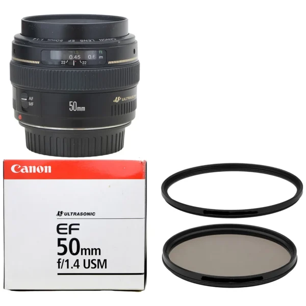 Objetiva Canon 50mm 1.4 Usm Zerada + 2 Filtros Nota 10 ! Canon Ef Preto (Usado)