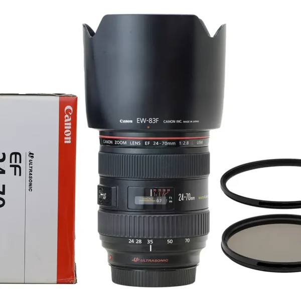 Objetiva Canon Zoom 24-70mm 2.8 + 2 Filtros Novinha Perfeita Canon Ef Preto (Usado)