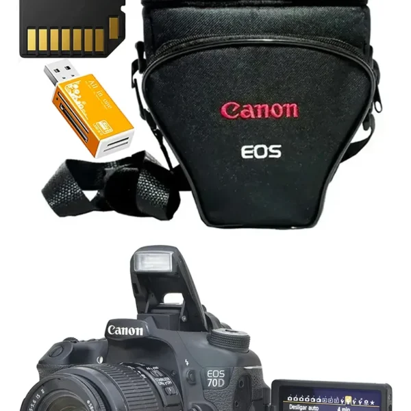 Canon 70d + Zoom 18-55mm +32gb +leitor Só 37.000 Cliques (Usado)