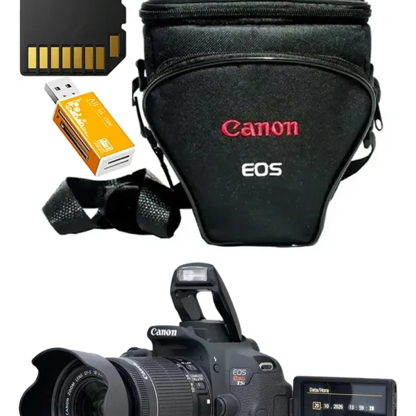 Canon T5i +18-55mm +16gb +case +leitor 2510 Cliques Zerada ! Preto (Usado)